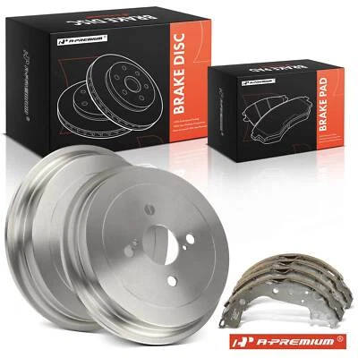Brake Drums +Ceramic Brake Shoes Rear for Toyota Yaris 2007 2008 2009 2010-2014 - Image 1 of 4