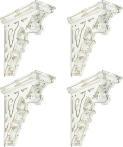 Antique White Decorative Corbels Set of 4 - Stylish Floating Shelf Support - Picture 1 of 9