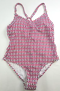 Kona Sol Womens Multi Red Wide Ribbed Ring Medium Coverage 1 Pc Swimsuit Size 20 - Picture 1 of 13