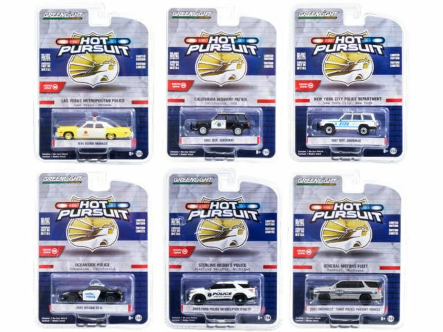 Greenlight 1:64 Hot Pursuit Set of 6 Police Cars Diecast Model - 42960SET