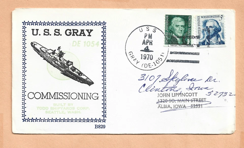 EE. UU. CUBIERTA NAVAL GRIS PUESTA EN MARCHA APR 4,1970 BECK B829 Foto 1 de 1