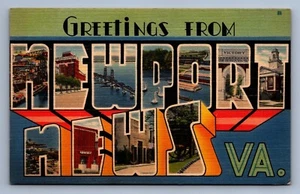 Postcard Vtg Large Letter Newport New Virginia Greetings - Picture 1 of 2