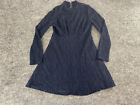 Lulus Dress Womens Small Blue Lace Long Sleeves Short Swing A Line N229