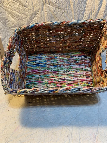 Vintage Mid Century Modern Basket Made Of Straws Cover