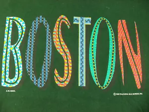 Vintage Fruit of the Loom Boston 1993 Single Stitch Made in USA L Large Green - Picture 1 of 10