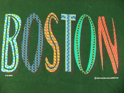 De colección Fruit of the Loom Boston 1993 puntada única hecha en EE. UU. L grande verde Foto 1 de 4