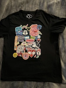 NWT Disney 100 Retro Icons Adult Unisex Graphic Short Sleeve T-Shirt Black L - Picture 1 of 5