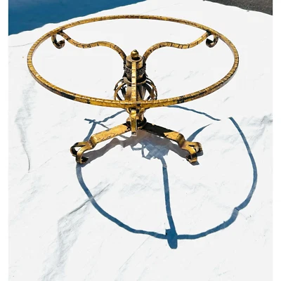 Hollywood Regency Style Iron Coffee Table Gilded Base - Image 1 of 4