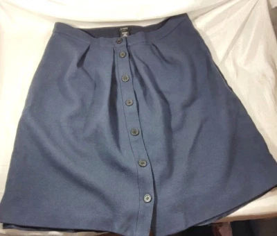 J.Crew 100% Wool Button Front Lined Knee Length Skirt - Navy Blue - Size 12 - Image 1 of 3