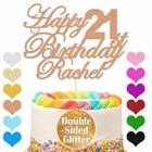 Personalised Happy Birthday Cake Topper Double Side Glitter Customised 13th 21st