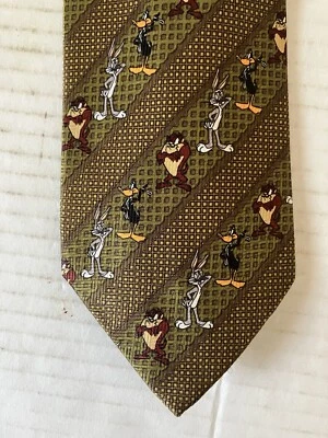 Corbata para hombre Looney Tunes corbata poliéster insectos conejito taz pato lucas rayas 58" Foto 1 de 4