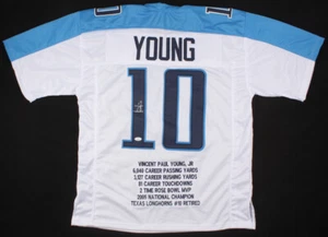 Vince Young Signed Tennessee Titans Career Highlight Stat Jersey (JSA COA) Q.B. - Picture 1 of 6