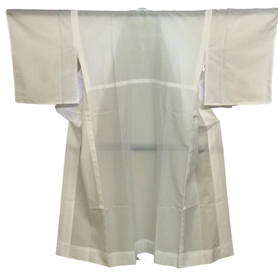 Kimono japonais vintage polyester blanc tradition juban transparent hauteur 5... - Photo 1/4