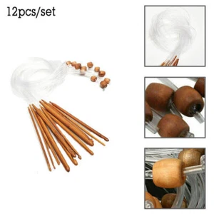 12 Stück Set Tunesische Bambus Häkelnadel Acryl Stricknadeln 3-10mm Afghanische - Bild 1 von 11