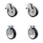 8 Inch Rubber On Aluminum Caster Set With Roller Bearings 2 Brakes 2 Rigid Scc