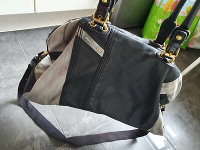 Diesel Tasche Divina Brave Jeans Denim Nieten Handtasche Leder grau schwarz - Bild 1 von 4