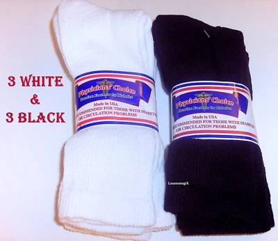 Lote de 6 calcetines acolchados y ventilados para diabéticos Physicians Choice para hombre hechos en EE. UU. Foto 1 de 4