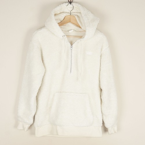 OFF WHITE Maglione mezza zip Vans Subculture Sherpa avorio teddy felpa con cappuccio donna taglia S