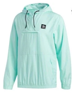 adidas originals Men’s Casual Sports Half Zipper Hooded Jacket Mint Green DV0594 - Picture 1 of 18