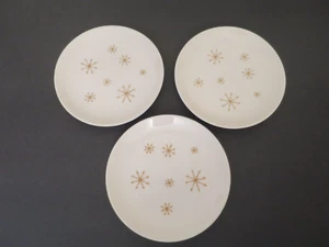 Lot of 3 MCM Atomic Starburst Royal China Star Glow 6 3/8" Dessert Side Plates - Picture 1 of 9