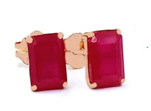 GENUINE 1.62 Cts RUBY STUD EARRINGS 14K ROSE GOLD - Free Appraisal Service - Picture 1 of 9
