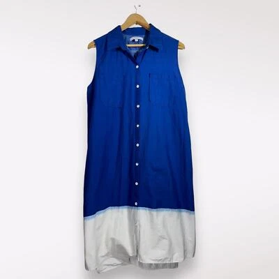 Vestido camisero Reed Krakoff para mujer talla XL dip dye sin mangas azul y blanco Foto 1 de 4