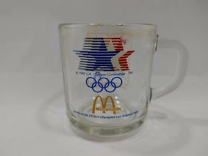 Vintage 1984 McDonald's Olympics Los Angeles USA Clear Glass Coffee Mug - Picture 1 of 6
