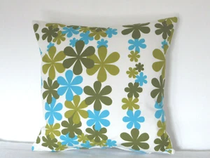 Vintage 14" Green and turquoise flower Cushion Cover - Picture 1 of 3