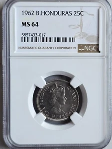 British Honduras 25 Cents 1962 NGC MS 64 - Picture 1 of 2