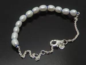 Neu Pandora Armband Süßwasserzuchtperlen Blau Kordel Silber 591689C01-18 - Bild 1 von 8
