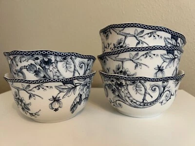 Juego de 5 tazones de sopa de cereal Fifth Adelaide Blue Toile 222 Foto 1 de 4