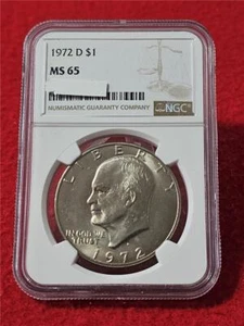 1972-D Uncirculated Eisenhower Dollar. NGC MS 65                     #MF-T1178 - Picture 1 of 2