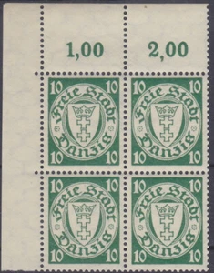 DANZIG 1935 - MARCA LIBRE Mi.: 194y en ESQUINA ¡4 BLOQUES! - **MNH** sin usar - Imagen 1 de 1