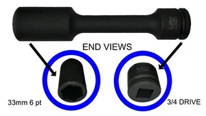 3/4" Drive x 33mm Extra-Long Budd Impact Socket GRY-3433MDL - Picture 1 of 3