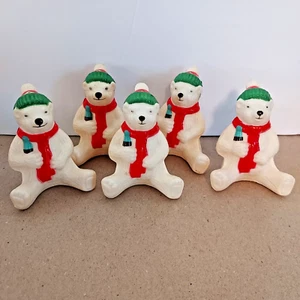 Vintage 5 Coca Cola Polar Bear 4" Replacement Plastic Christmas Light Covers - Picture 1 of 2