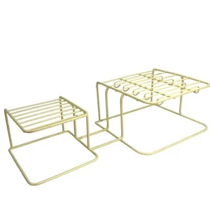 Pale Yellow Rubber Coated Wire Dish Rack Vintage Storage Retro Kitchen - Picture 1 of 6