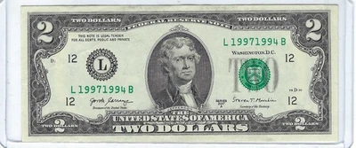 $2 2017 TOMBSTONE Serial Number TWO Dollar Bill Note L19971994B  RIP 1994 - 1997 - Image 1 of 2