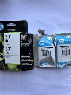 6 Empty, Genuine HP 301, Used Once Ink Cartridges - Image 1 of 3