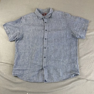 Untuckit Canon Shirt Mens XL Blue 100% Linen Short Sleeve Button Up Casual - Image 1 of 4