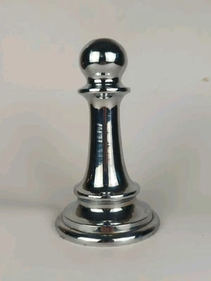 Pieza de ajedrez grande vintage 7,5" peón aleación de zinc acabado cromado papel peso decoración Foto 1 de 4