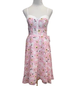 Unique Vintage Woman's Sz XL Pink Floral Burnout Retro Pin-Up Dress NWT - Picture 1 of 9