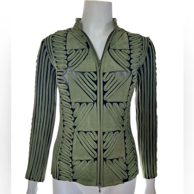 Зеленый блейзер ANDREA ROSATI с геометрическими деталями - Изображение 1 из 4