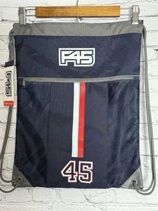 F45 NWT Gym Sack Functional 45 Peacoat Sports Fitness Blue Pocket Drawstring Bag - Picture 1 of 6