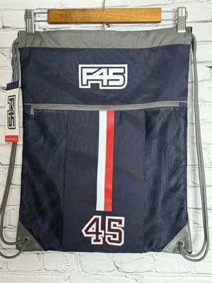 F45 NWT Gym Sack Functional 45 Peacoat Sports Fitness Blue Pocket Drawstring Bag - Image 1 of 4