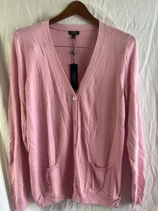 Cárdigan con botones Talbots talla mediana manga larga rosa pálido mezcla de algodón ¡Nuevo!! - Imagen 1 de 4