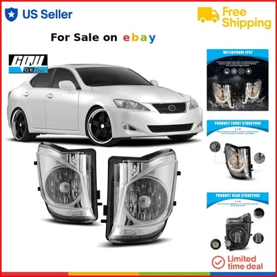 Conjunto de luces antiniebla compatible con Lexus IS250 350 2006-2010 lente transparente Wate... Foto 1 de 4