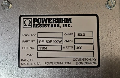 New- POWEROHM RESISTORS PF150R400W 150ohms 400Watts - Image 1 of 4