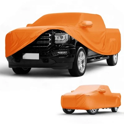 Cubierta de coche para todo tipo de clima para GMC Sierra naranja 210D-PU con cremallera izquierda Foto 1 de 4