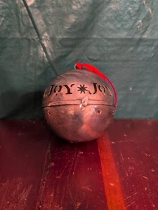 Rustic Metal JOY Ball Ornament Hinged Star Cutouts Christmas Holiday Decor - Picture 1 of 24