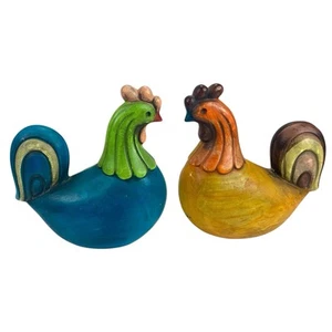 Vintage Ardco Dallas Ceramic Roosters Chicken Set MCM Folk Art Kitschy Kitchen - Picture 1 of 11